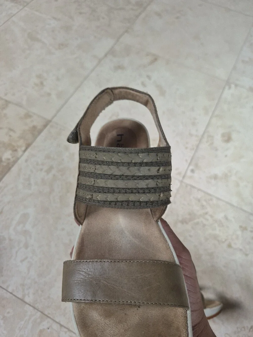 Halsa Chantal Wedge Comfort Sandals, Velcro Strap, Leather Uppers And Footbeds